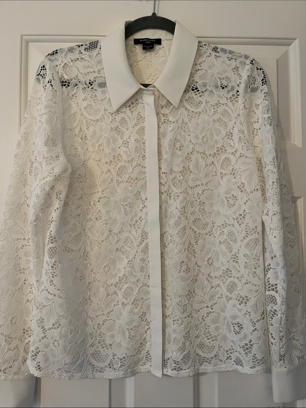 NWOT Guess by Marciano White Lace Button-Down Shirt